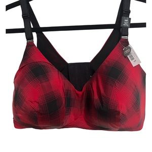 Torrid Curve 42F Red Plaid Lightly Lined Wire Free 360 Back Smoothing Bra NWT